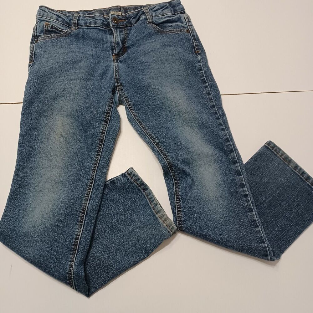 Arizona Jean Company Girls Straight Leg Denim Brown Pockets‎ Stretch Plus 12.5